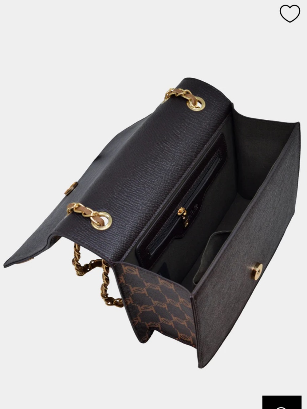 bebe Brown Monogram Shoulder Bag with Gold Chain Straps - Picture 5 of 6